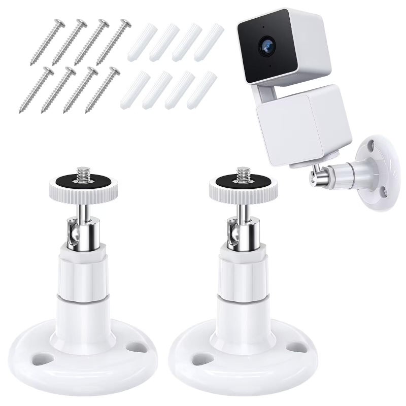 FastSnail Wall Mount Compatible with Wyze Cam Pan V3 & Wyze Cam V4/V3 & Wyze Cam Outdoor/Indoor, 360 Degree Swivel Adjustable Bracket for Wyze Cam and Other Camera with Same Interface 2 Pack - Image 1